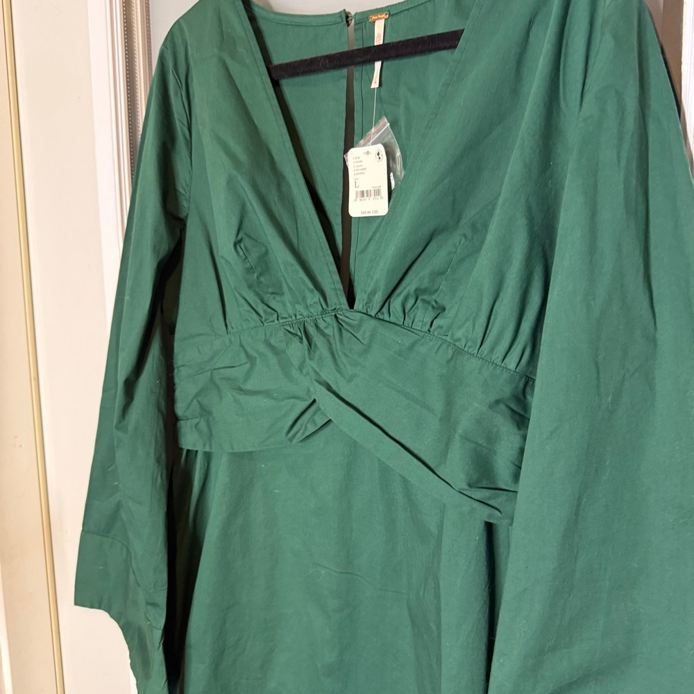 Free People Green Mini Dress Size L - Picture 4 of 10